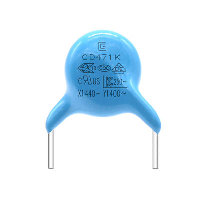 Chứng nhận UL 250VAC Y1 Safety471K/400V Capacitor 2A-20A Điện định lượng -40°C~85°C Nhiệt độ hoạt động
