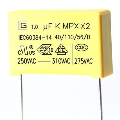 Tụ điện an toàn 105K X2 1.0Uf với đặc tính chống cháy tuyệt vời P22.5MM