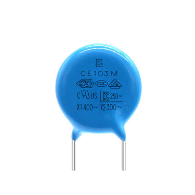 Tụ điện 103M màu xanh lam 300VAC Độ ổn định tốt được phủ bằng nhựa Epoxy
