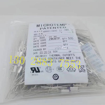 MICROTEMP G8A00072C Bộ bảo hiểm nhiệt Khả năng ngắt dòng điện lên đến 25 amp ở 250VAC G8A01Tf072C