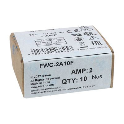 Khả năng đạp xe tuyệt vời Và Hiệu suất Cramic Fuse Eaton Bussmann 10 X 38 mm Ferrule Fuse FWC-2A10F